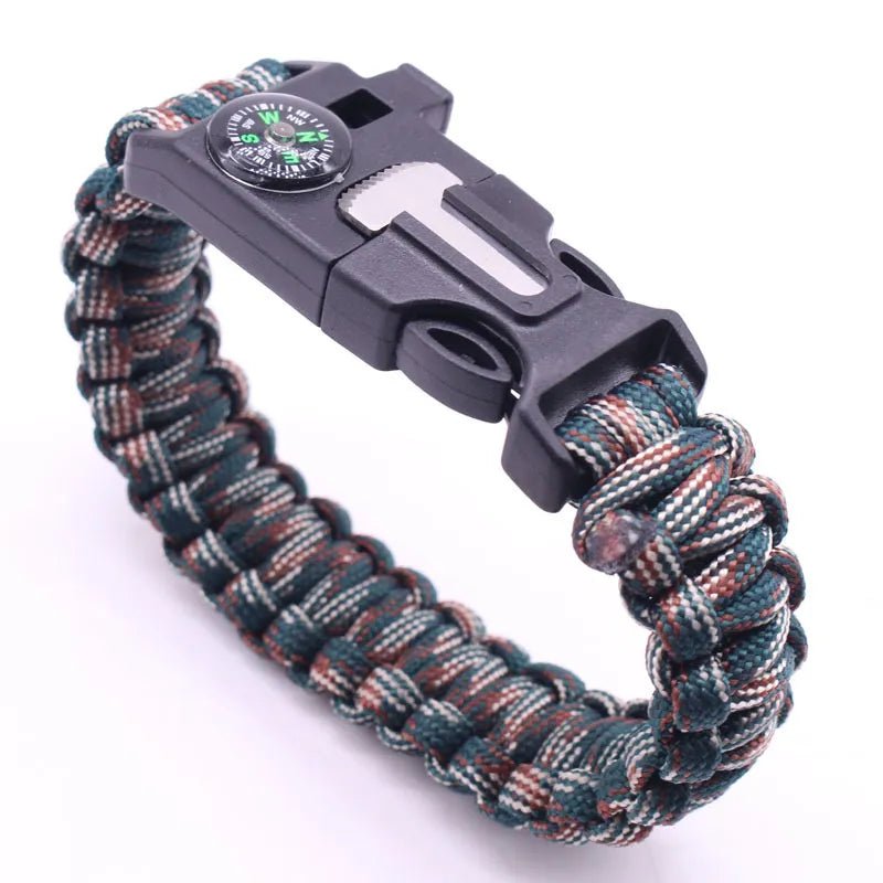 5-in-1 Survival Paracord Bracelet Outdoor Tactical Emergency Gear Kit Travel Camping Rope Bangles with Compass Whistle Scraper C4-No Flint