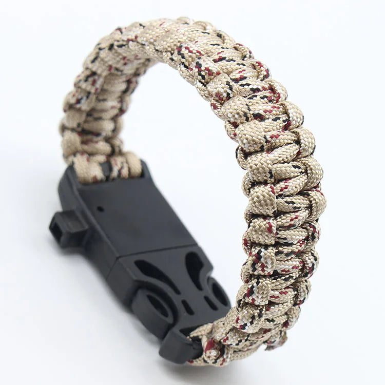 5-in-1 Survival Paracord Bracelet Outdoor Tactical Emergency Gear Kit Travel Camping Rope Bangles with Compass Whistle Scraper C8-No Flint