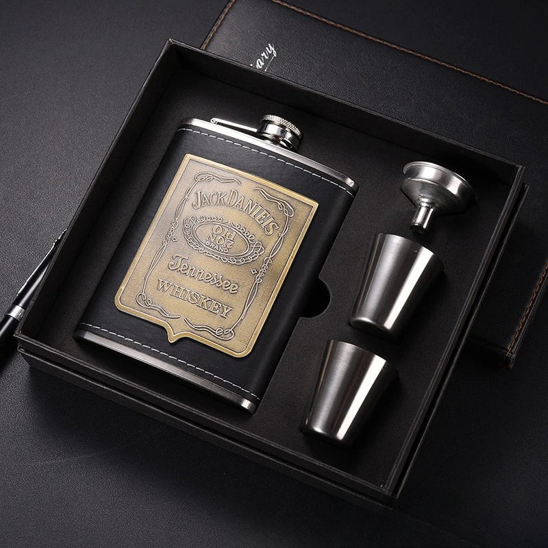 8oz Portable Pocket Hip Flask Outdoor Travel Stainless Steel Flask Whiskey Drink Alcohol Flasks 8oz Steel Hip Flask Flagon Set Set - A