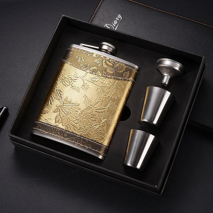 8oz Portable Pocket Hip Flask Outdoor Travel Stainless Steel Flask Whiskey Drink Alcohol Flasks 8oz Steel Hip Flask Flagon Set Set - D