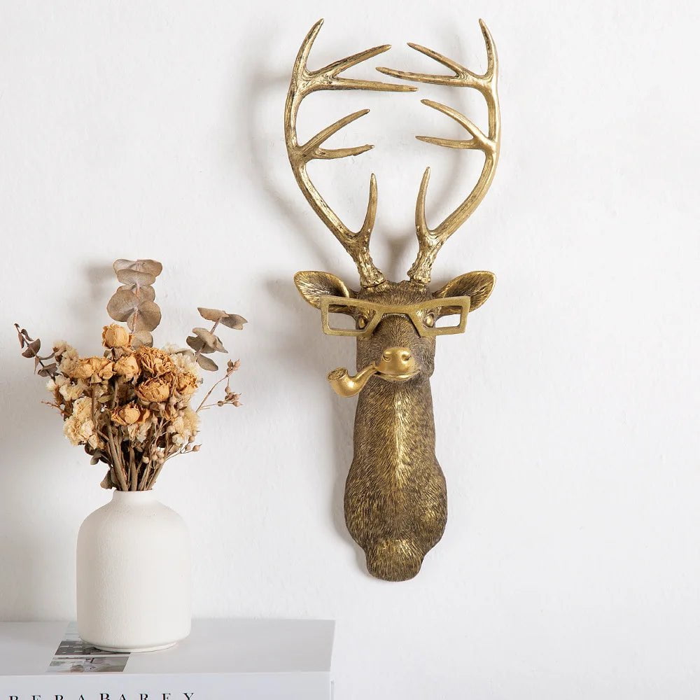 Antique Deer Head Wall Storage