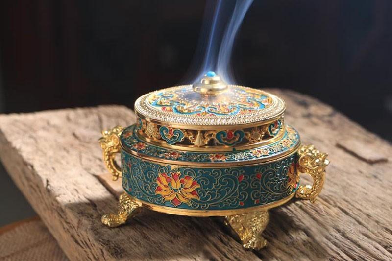 Antique Royal Tibetan Lotus Incense Burner