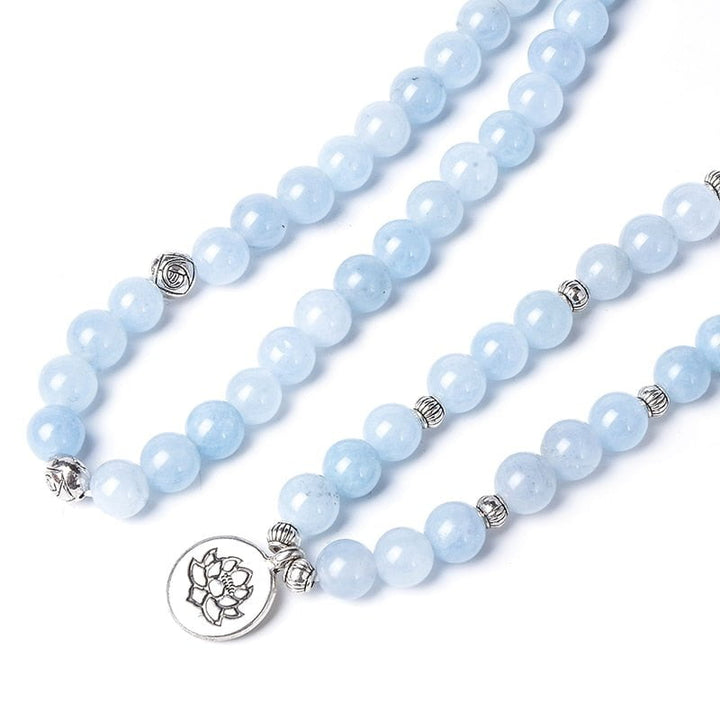 Aquamarine Inspirational Mala Bracelet Lotus Bracelets