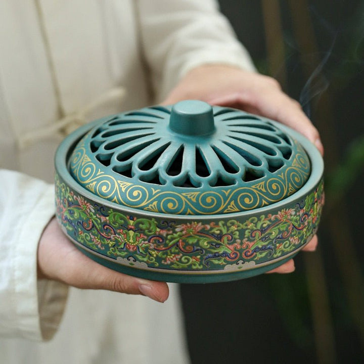 Handcrafted Floral Ceramic Aromatherapy Burner Decor