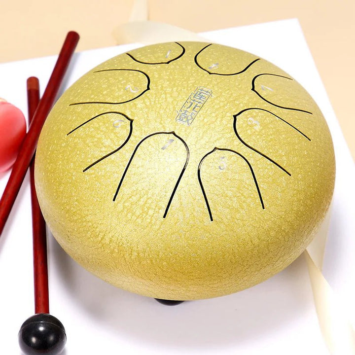 Hluru Glucophone Steel Tongue Drum 6 Inch 8 Notes Ethereal Drum Tone Key C5 Drum Percussion Children Musical Instrument gold-1