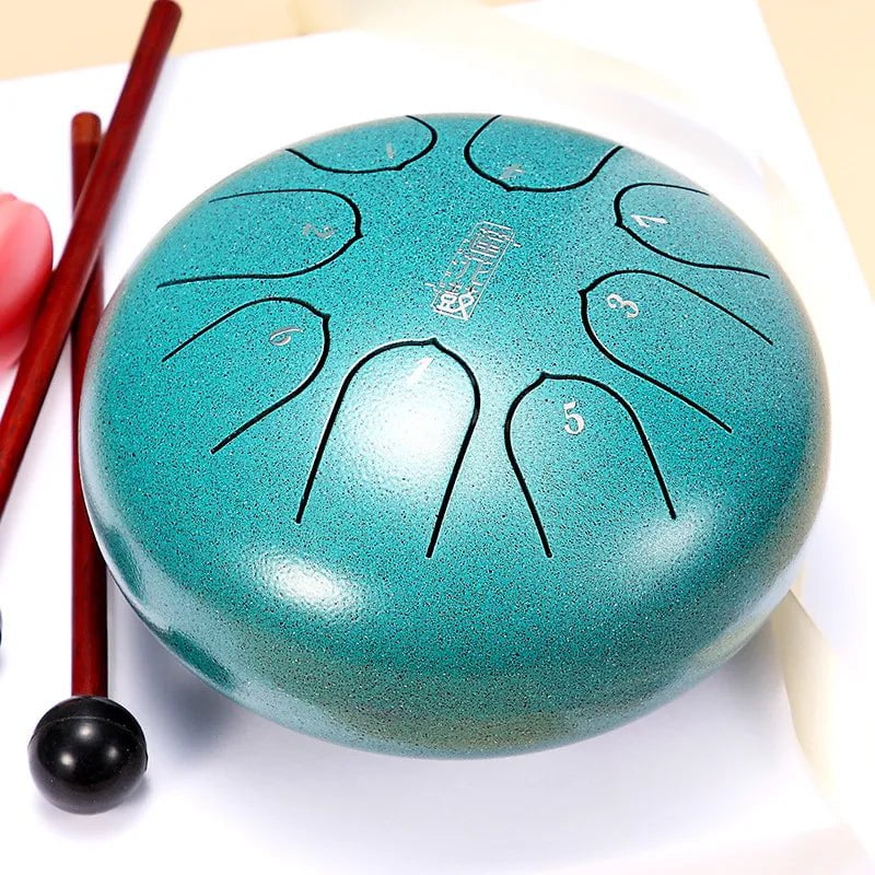 Hluru Glucophone Steel Tongue Drum 6 Inch 8 Notes Ethereal Drum Tone Key C5 Drum Percussion Children Musical Instrument green-1