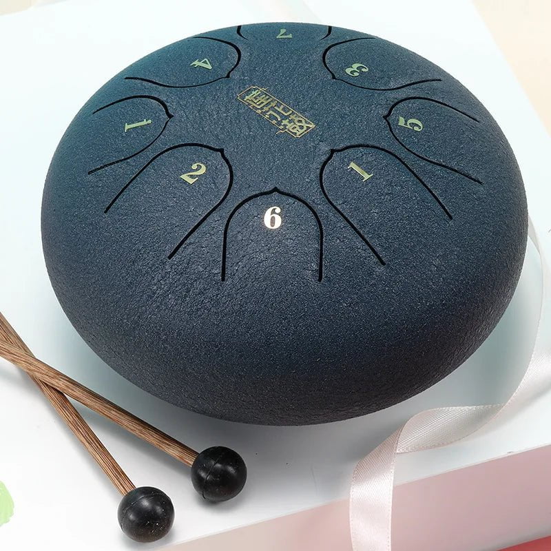 Hluru Glucophone Steel Tongue Drum 6 Inch 8 Notes Ethereal Drum Tone Key C5 Drum Percussion Children Musical Instrument navy