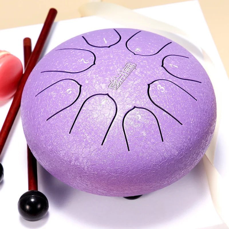 Hluru Glucophone Steel Tongue Drum 6 Inch 8 Notes Ethereal Drum Tone Key C5 Drum Percussion Children Musical Instrument purple