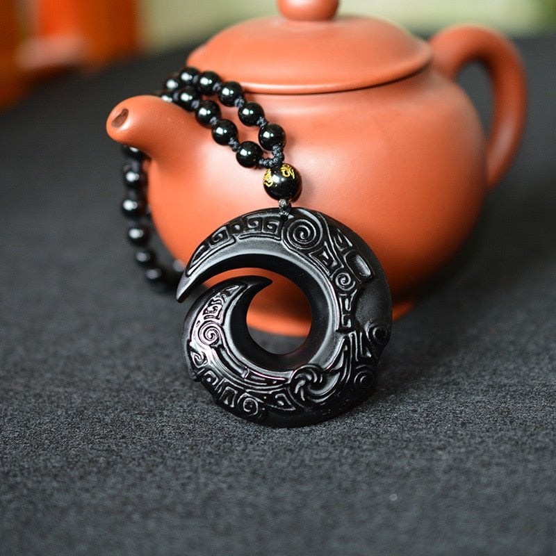 Obsidian Divine Rune Guidance Necklace