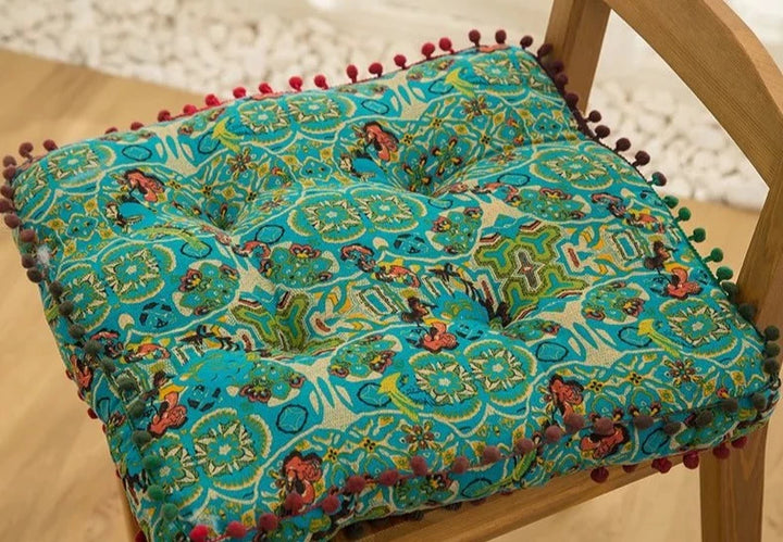 Retro Moroccan Cushion Square pad-blue