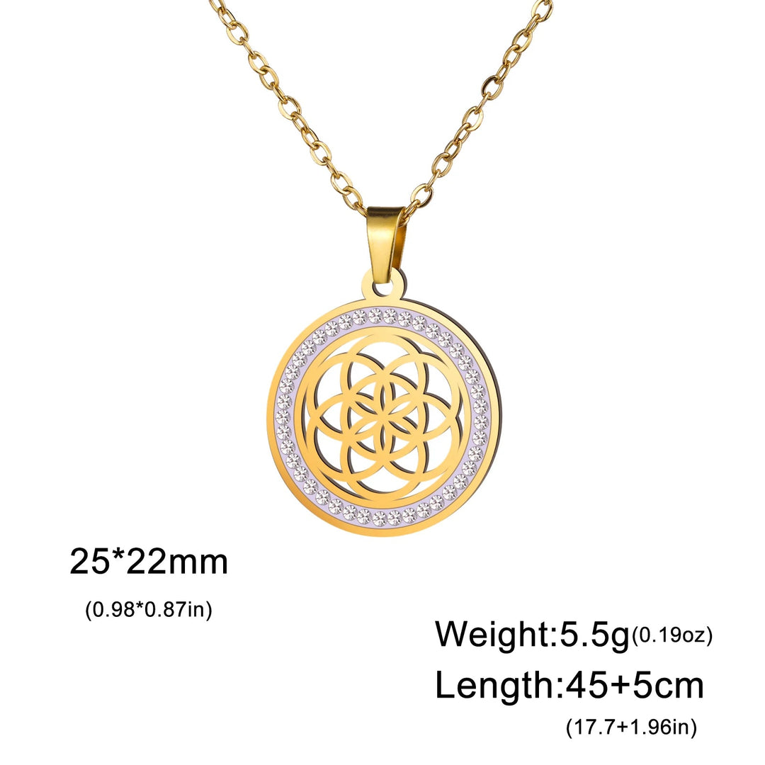 Sacred Geometry Amulet Necklace A - Gold Color / 45-50 cm