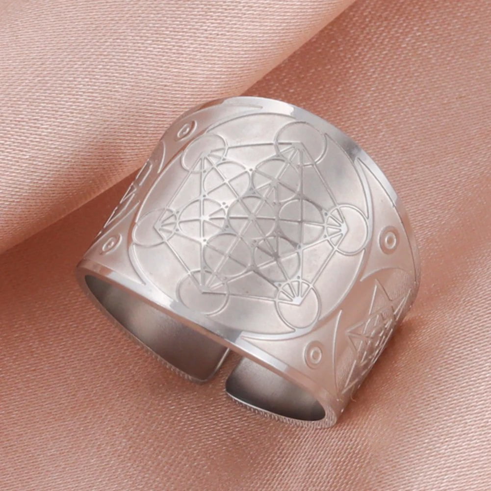 Seal of The 7 Archangels Protection Ring Metatron steel / 8