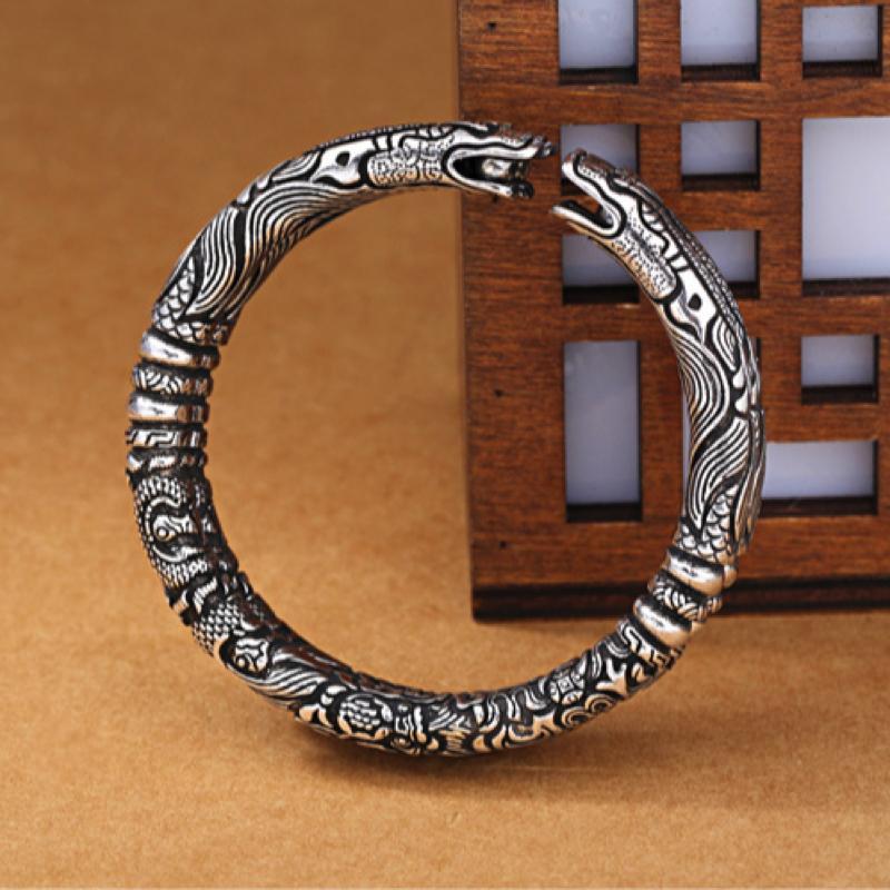 Silver Dragon Bangle Bracelets