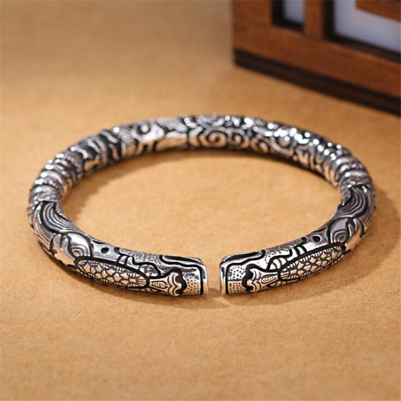 Silver Dragon Bangle Bracelets