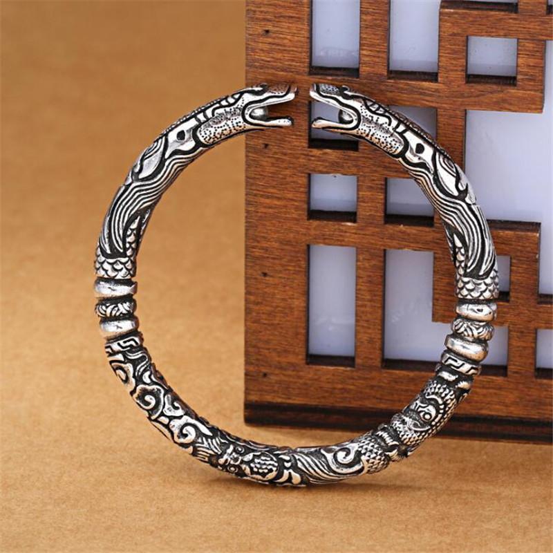 Silver Dragon Bangle Bracelets