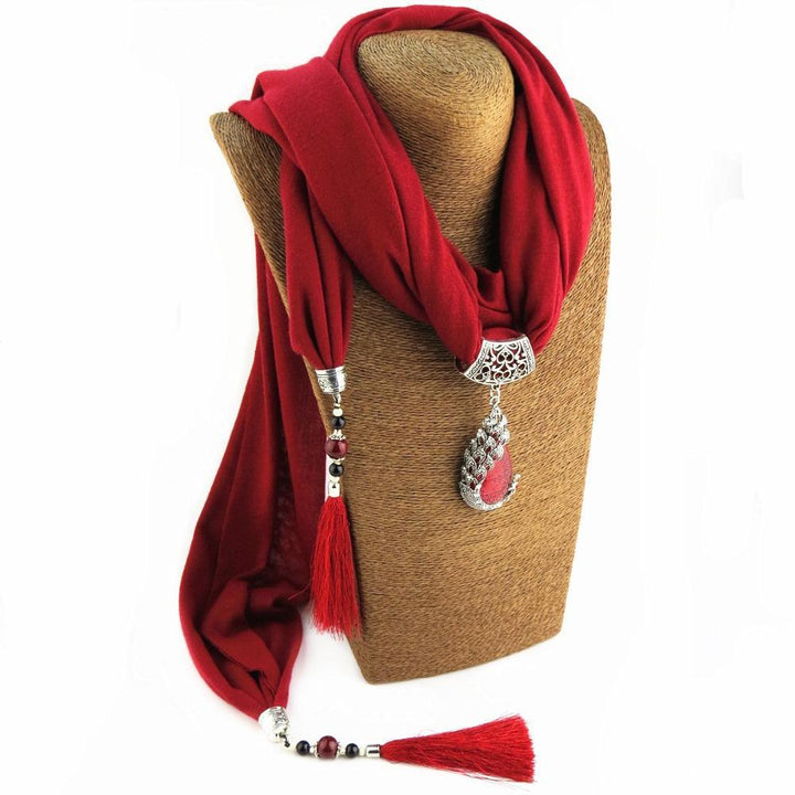 Tasseled With Phoenix Stone Scarf Accessories