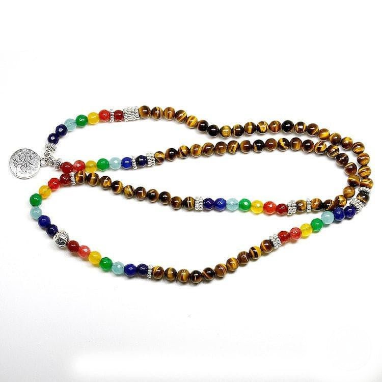 Tree of Life 7 Chakra Tiger Eye Bracelet