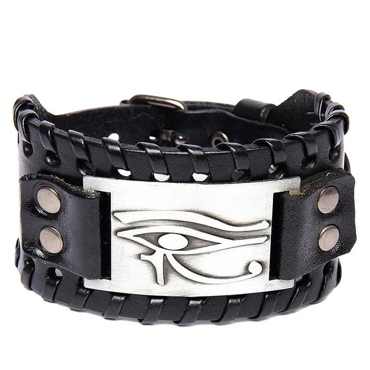 Vintage Celtic Wolf Leather Braided Bracelet silver 12