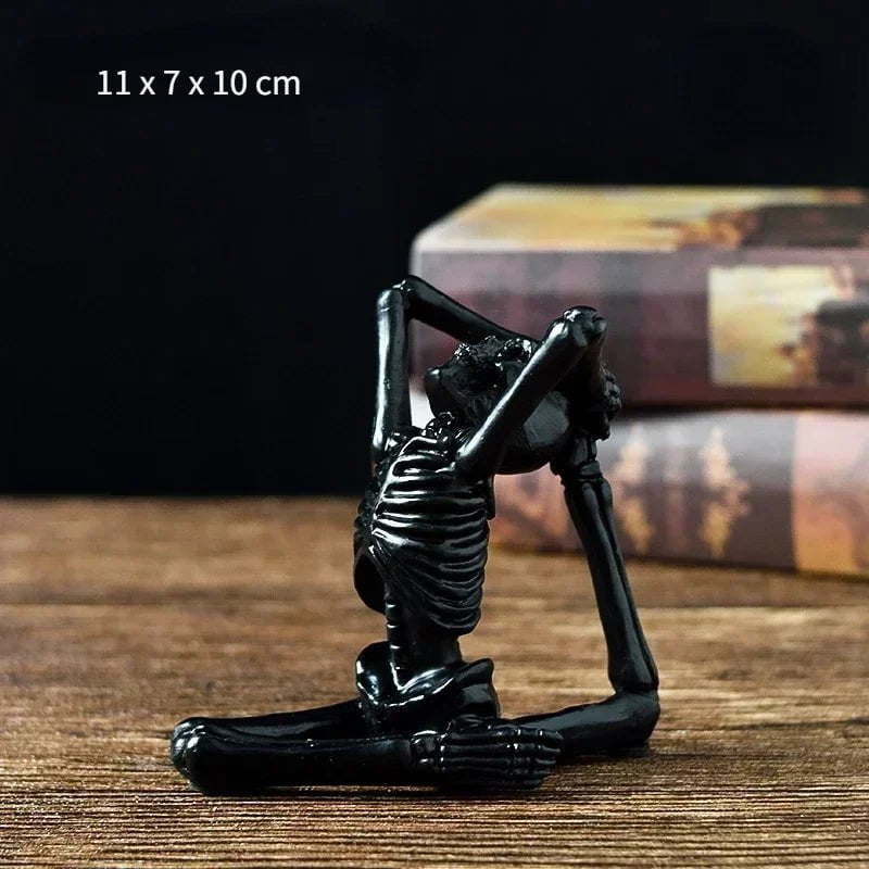 Yoga Skull Figurines Skulls Gothic Room Decor Horrible Ghost Resin Skeleton Sculptures for Interior Home Decorations Black B / CHINA