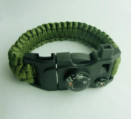 15 in 1 Multifunctional Outdoor Survival Bracelet Green Bracelets