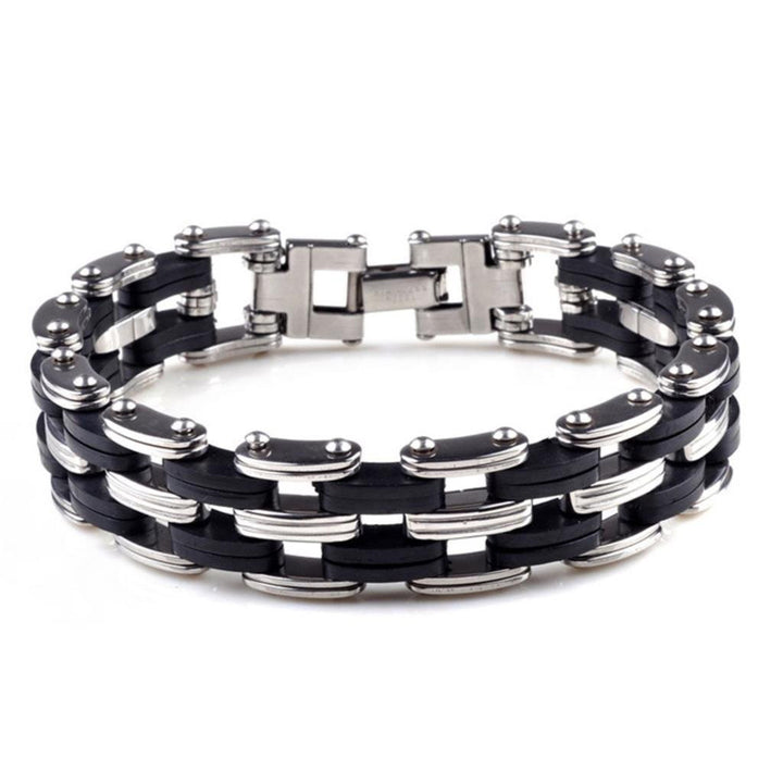 Awesome Stainless Steel Silicone Biker Bracelet Bracelets