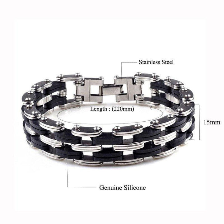 Awesome Stainless Steel Silicone Biker Bracelet Bracelets