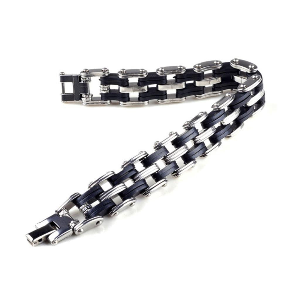 Awesome Stainless Steel Silicone Biker Bracelet Bracelets