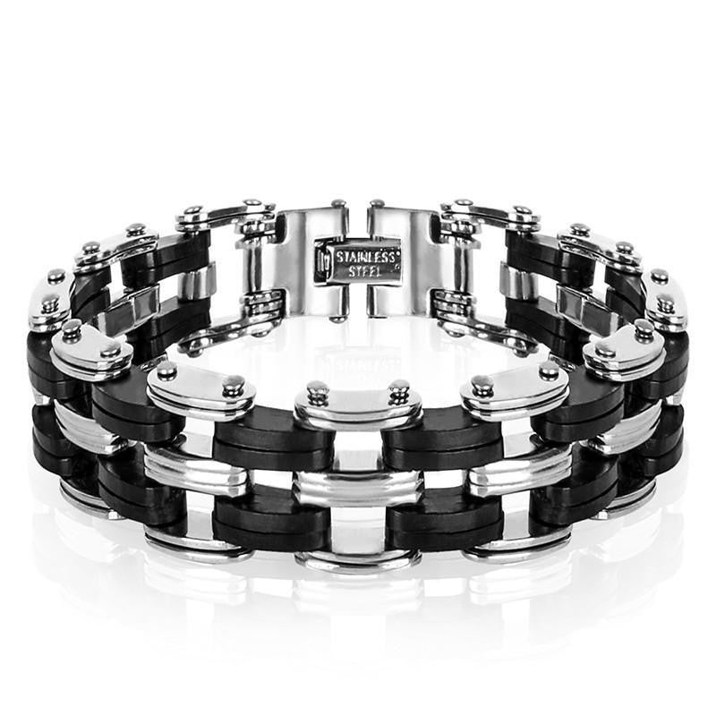 Awesome Stainless Steel Silicone Biker Bracelet Bracelets