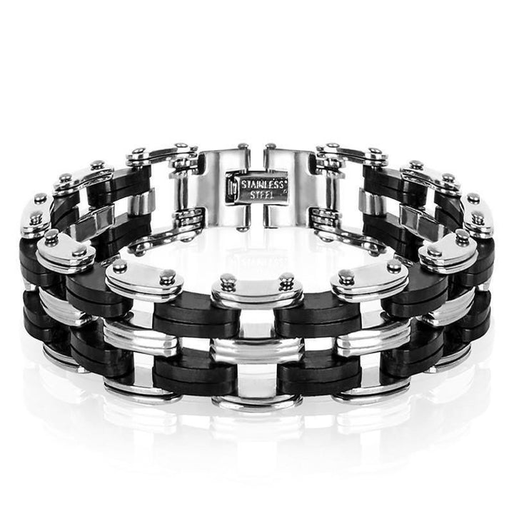 Awesome Stainless Steel Silicone Biker Bracelet Bracelets