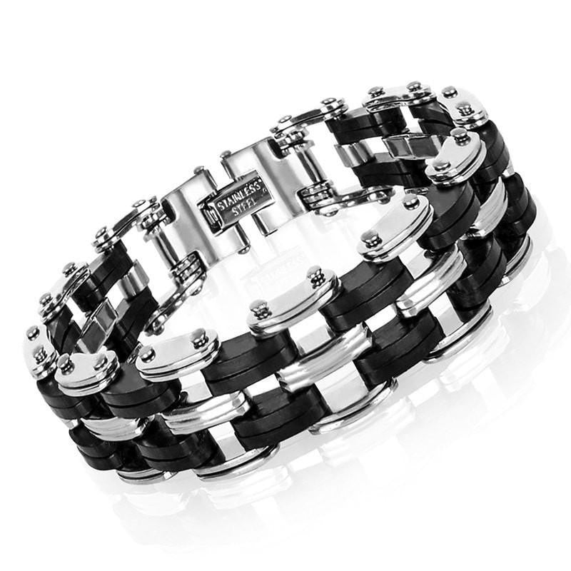 Awesome Stainless Steel Silicone Biker Bracelet Bracelets