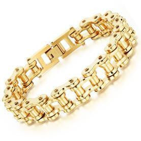 Cool Stainless Steel Men's Biker Chain Bracelet gold color Bracelets