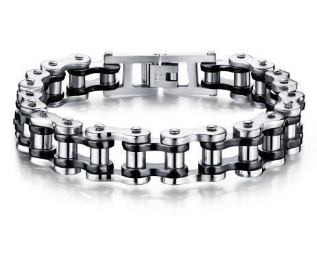 Cool Stainless Steel Men's Biker Chain Bracelet silver black color Bracelets