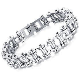 Cool Stainless Steel Men's Biker Chain Bracelet silver color Bracelets