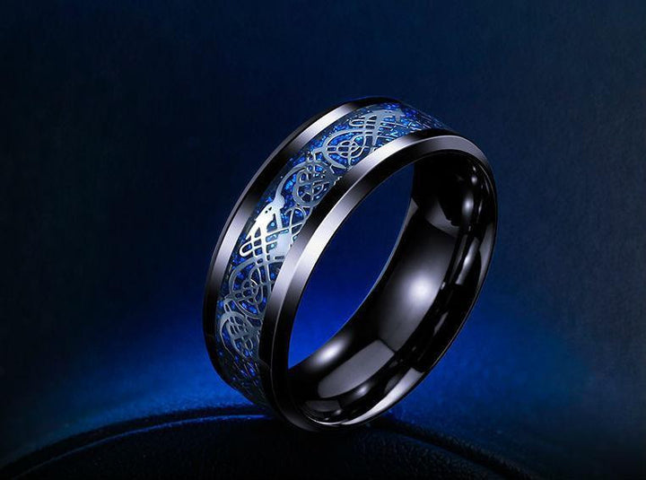 Dragon Titanium Ring Black and Blue / 7 Rings