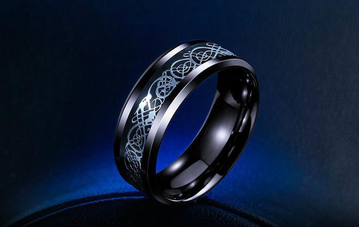 Dragon Titanium Ring Black and Silver / 7 Rings