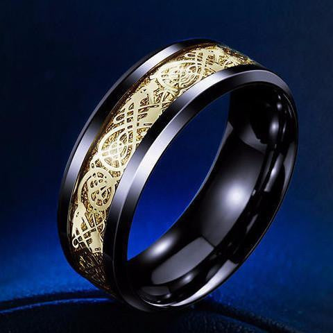 Dragon Titanium Ring Silver and Blue / 7 Rings