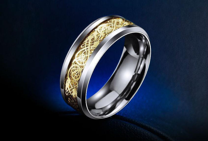 Dragon Titanium Ring Silver and Gold / 7 Rings