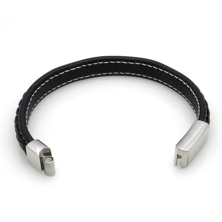 Genuine Leather Braided Bracelet With Stainless Steel Magnetic Clasp Bracelets