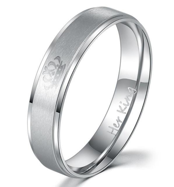 "His Queen", "Her King" Stainless Steel Couple Rings Her King / 7 Rings