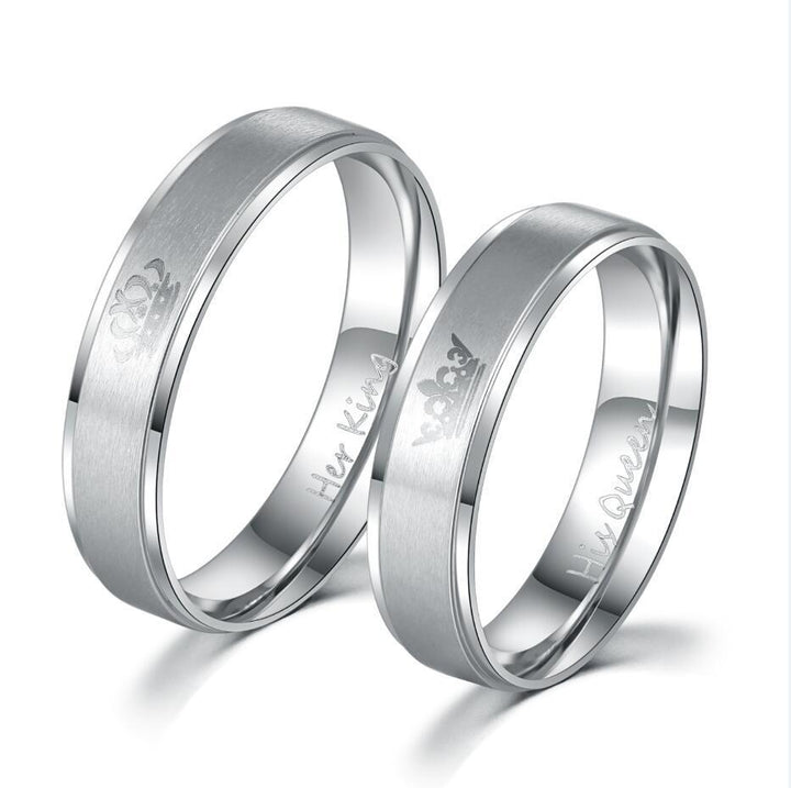 "His Queen", "Her King" Stainless Steel Couple Rings Rings