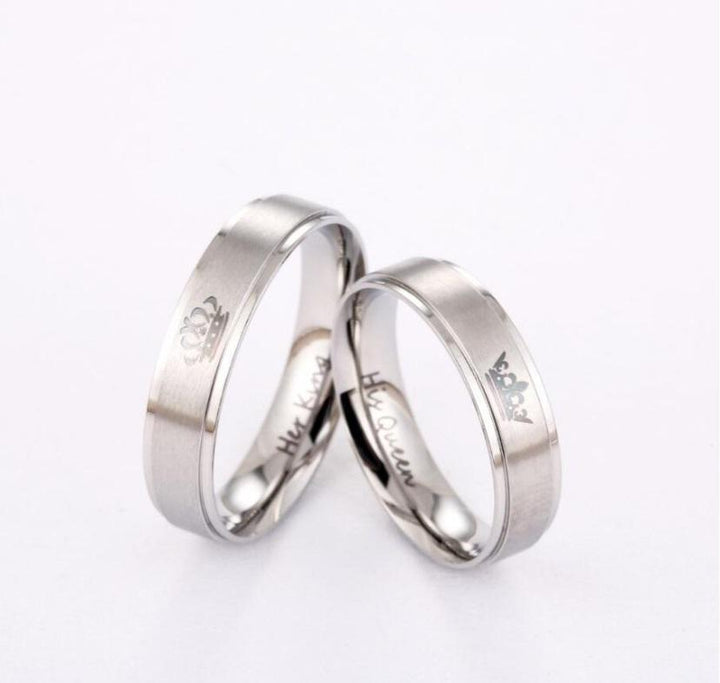 "His Queen", "Her King" Stainless Steel Couple Rings Rings