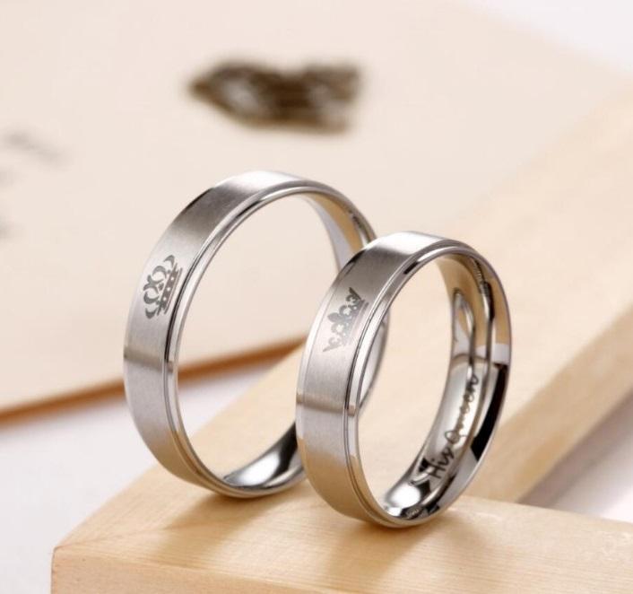 "His Queen", "Her King" Stainless Steel Couple Rings Rings