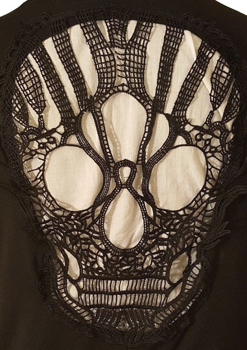 Hollow Back Lace Skull Cardigan Clothing