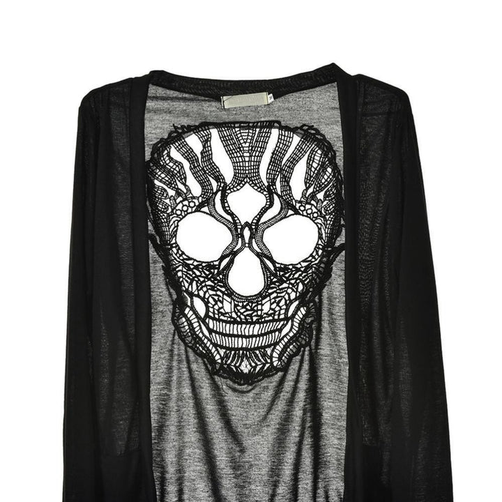 Hollow Back Lace Skull Cardigan Clothing