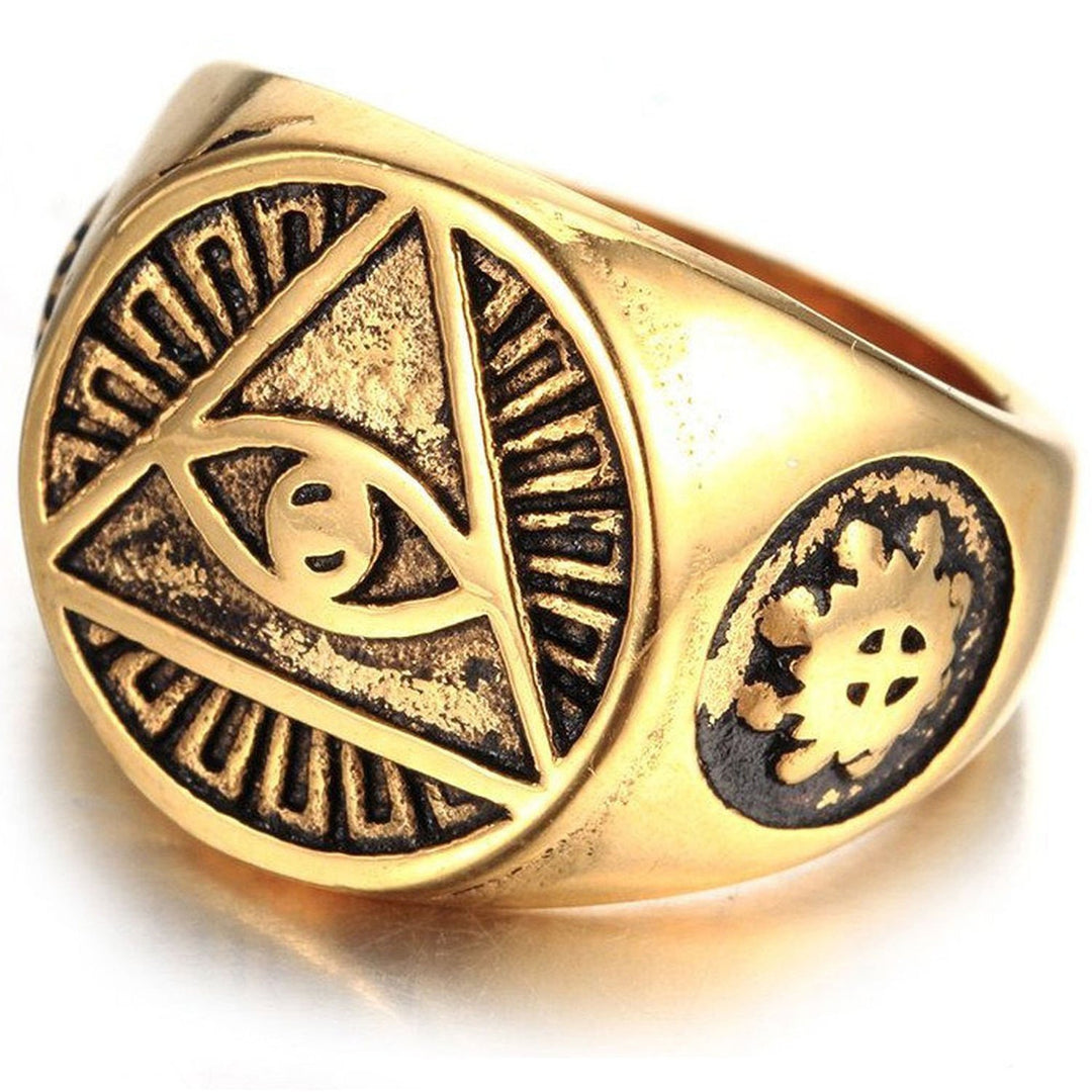 Illuminati Signet Ring Men Gold color / 10 Men's Ring