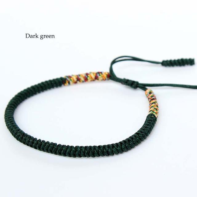 Lucky Handmade Buddhist Knots Serenity Rope Bracelet Dark Green Bracelets