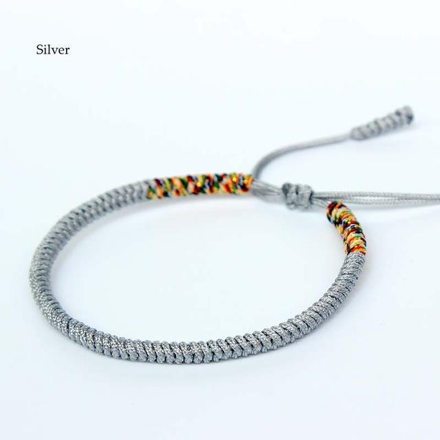 Lucky Handmade Buddhist Knots Serenity Rope Bracelet Silver Bracelets