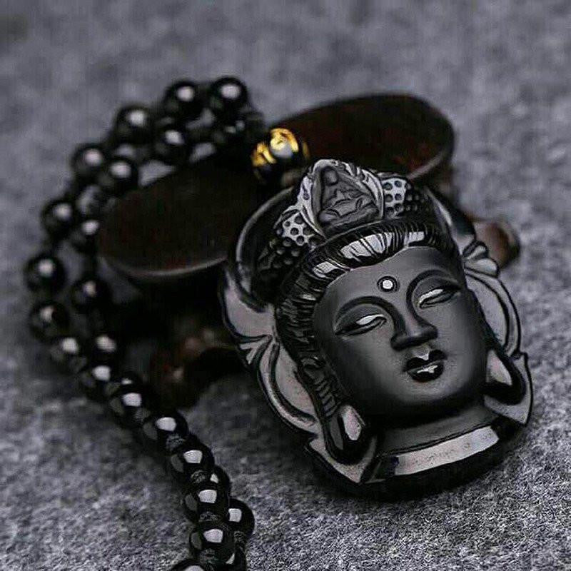 Natural Obsidian Buddha Pendants Necklace Necklaces