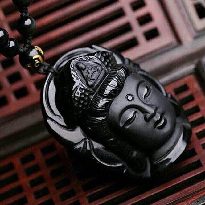 Natural Obsidian Buddha Pendants Necklace Necklaces