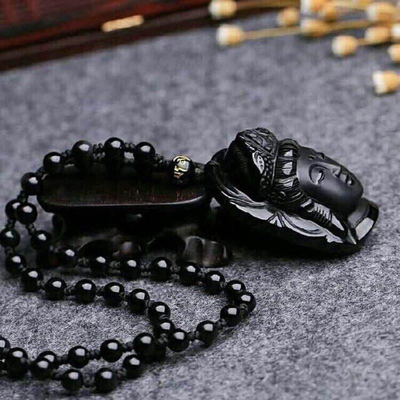 Natural Obsidian Buddha Pendants Necklace Necklaces